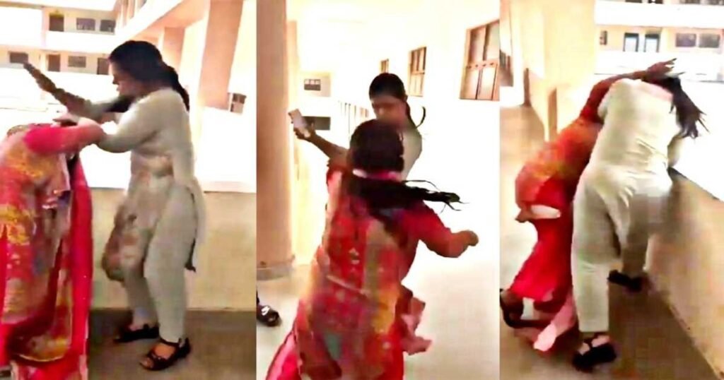 Principal and librarian caught in a fight 1
