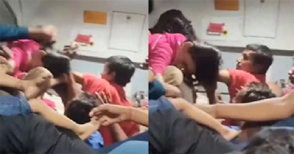 woman-hair-pulled-in-crowded-train Train