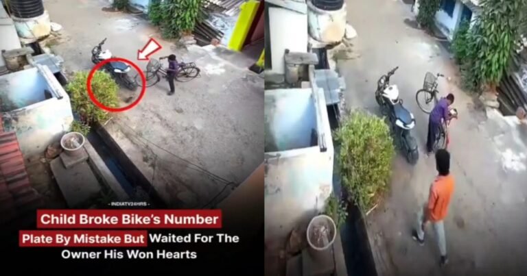 “ರಸ್ತೆ ಬದಿ ನಿಂತಿದ್ದ ಬೈಕ್‌ಗೆ ಸೈಕಲ್ ಗುದ್ದಿಸಿದ ಬಾಲಕ”; ಮುಂದೆನಾಯ್ತು? ವಿಡಿಯೋ ವೈರಲ್.