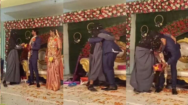 ಮದುವೆ ವೇದಿಕೆಯಲ್ಲಿ ವರನಿಗೆ ಮುತ್ತು ಕೊಟ್ಟ ಬುರ್ಖಾಧಾರಿ