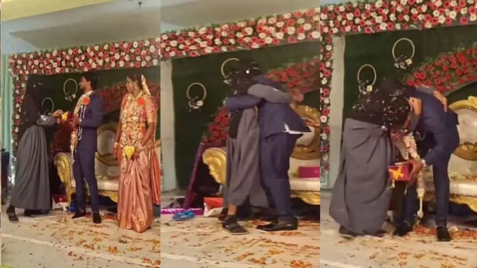 ಮದುವೆ ವೇದಿಕೆಯಲ್ಲಿ ವರನಿಗೆ ಮುತ್ತು ಕೊಟ್ಟ ಬುರ್ಖಾಧಾರಿ