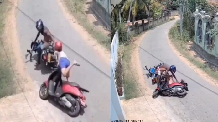 ಸ್ಕೂಟಿಗೆ ಡಿಕ್ಕಿ ಹೊಡೆದು ಸರ ಕದ್ದ ಕಳ್ಳ