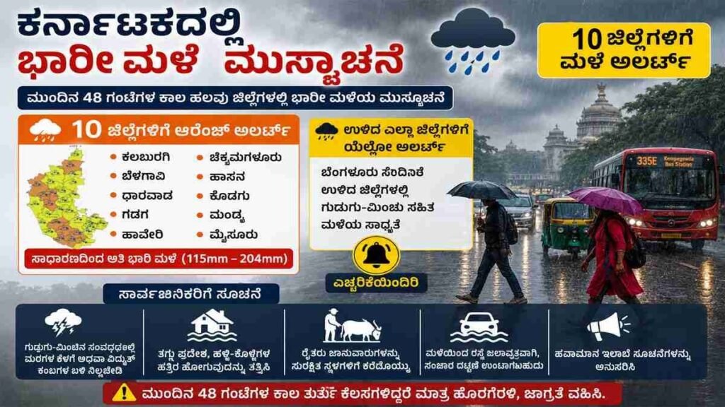 10 ಜಿಲ್ಲೆಗಳಿಗೆ ಆರೆಂಜ್ ಅಲರ್ಟ್