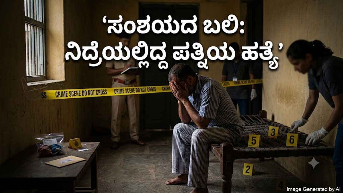 ಗಾಢನಿದ್ರೆಯಲ್ಲಿದ್ದ ಪತ್ನಿಯನ್ನು ಕೊಚ್ಚಿ ಕೊಲೆ ಮಾಡಿದ ಪತಿ.