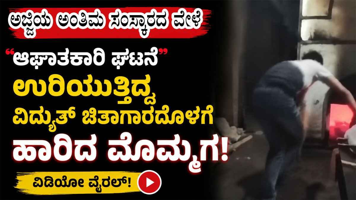 ಉರಿಯುತ್ತಿದ್ದ ಚಿತಾಗಾರದೊಳಗೆ ಹಾರಿದ ಮೊಮ್ಮಗ