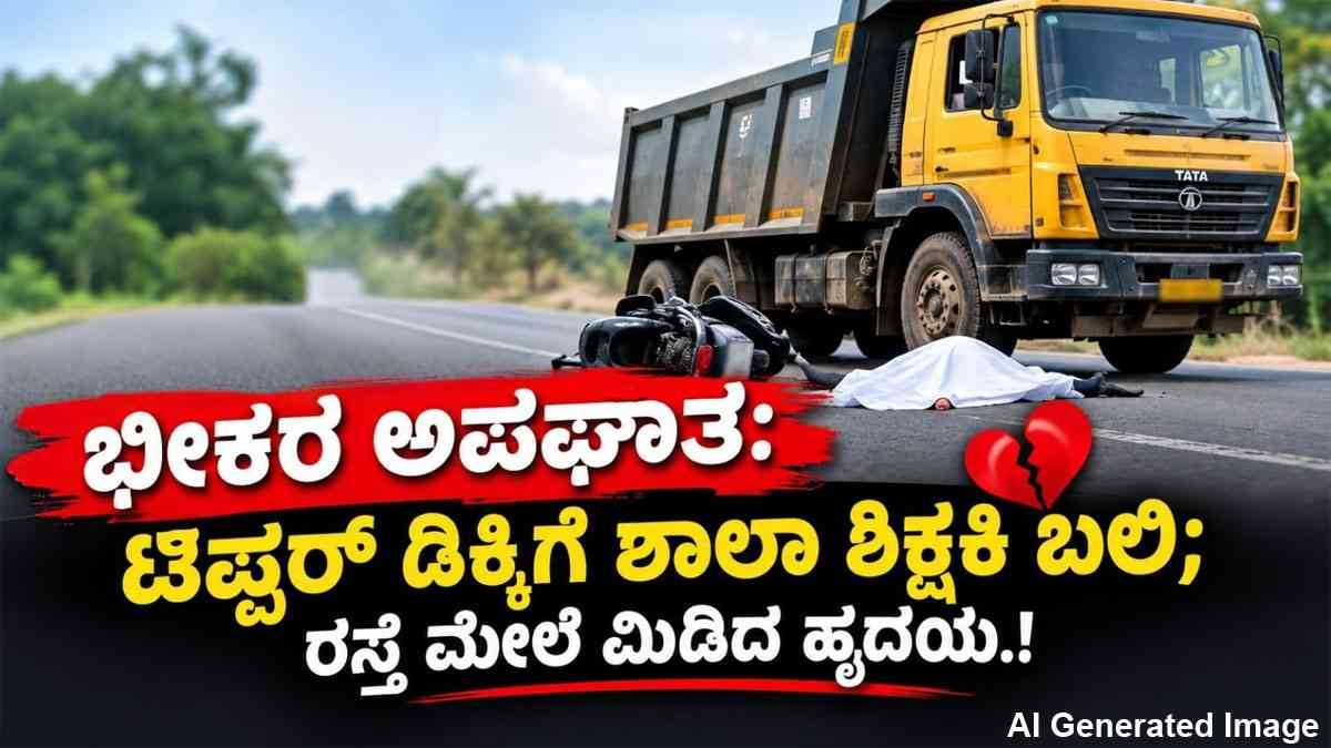 ಟಿಪ್ಪರ್‌ ಡಿಕ್ಕಿಗೆ ಶಾಲಾ ಶಿಕ್ಷಕಿ ಬಲಿ