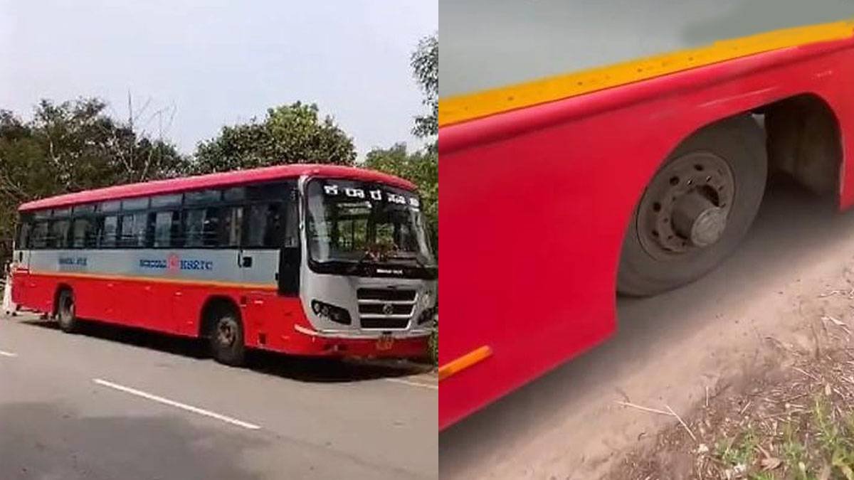 ಚಲಿಸುತ್ತಿದ್ದ ಕೆಎಸ್‌ಆರ್‌ಟಿಸಿ ಬಸ್‌ನಿಂದ ಕಳಚಿದ ಟೈರ್