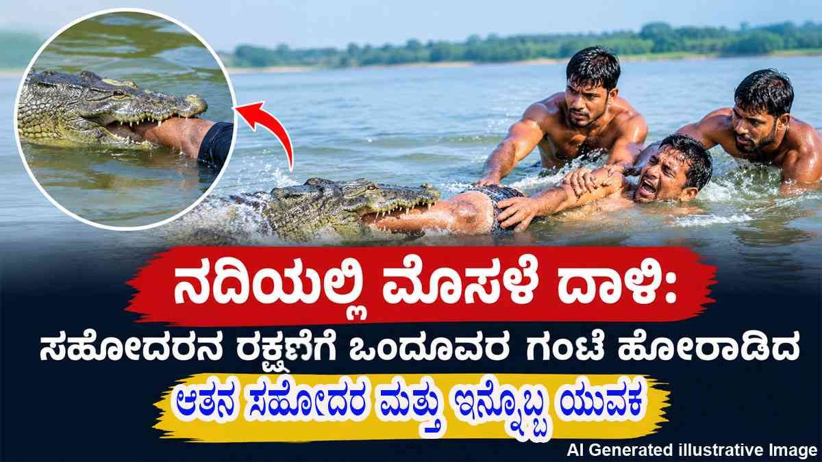 ನದಿಯಲ್ಲಿ ಮೊಸಳೆ ದಾಳಿ